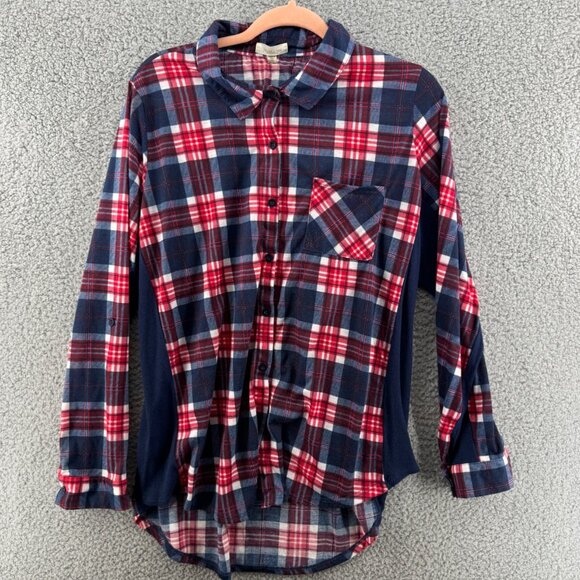 Paper Tee Plaid Button-Up Shirt Red & Blue Cotton Blend Size 2XL - Picture 1 of 7